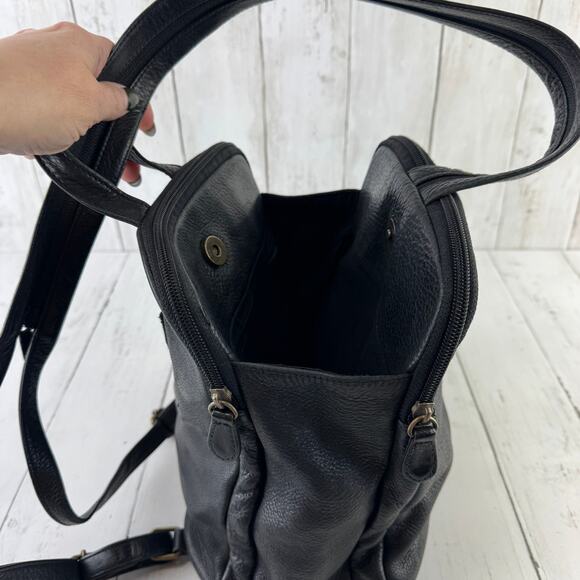 VTG Etienne Aigner Black Pebbled Leather Backpack Shoulder Bag Sling Convertible main image 10